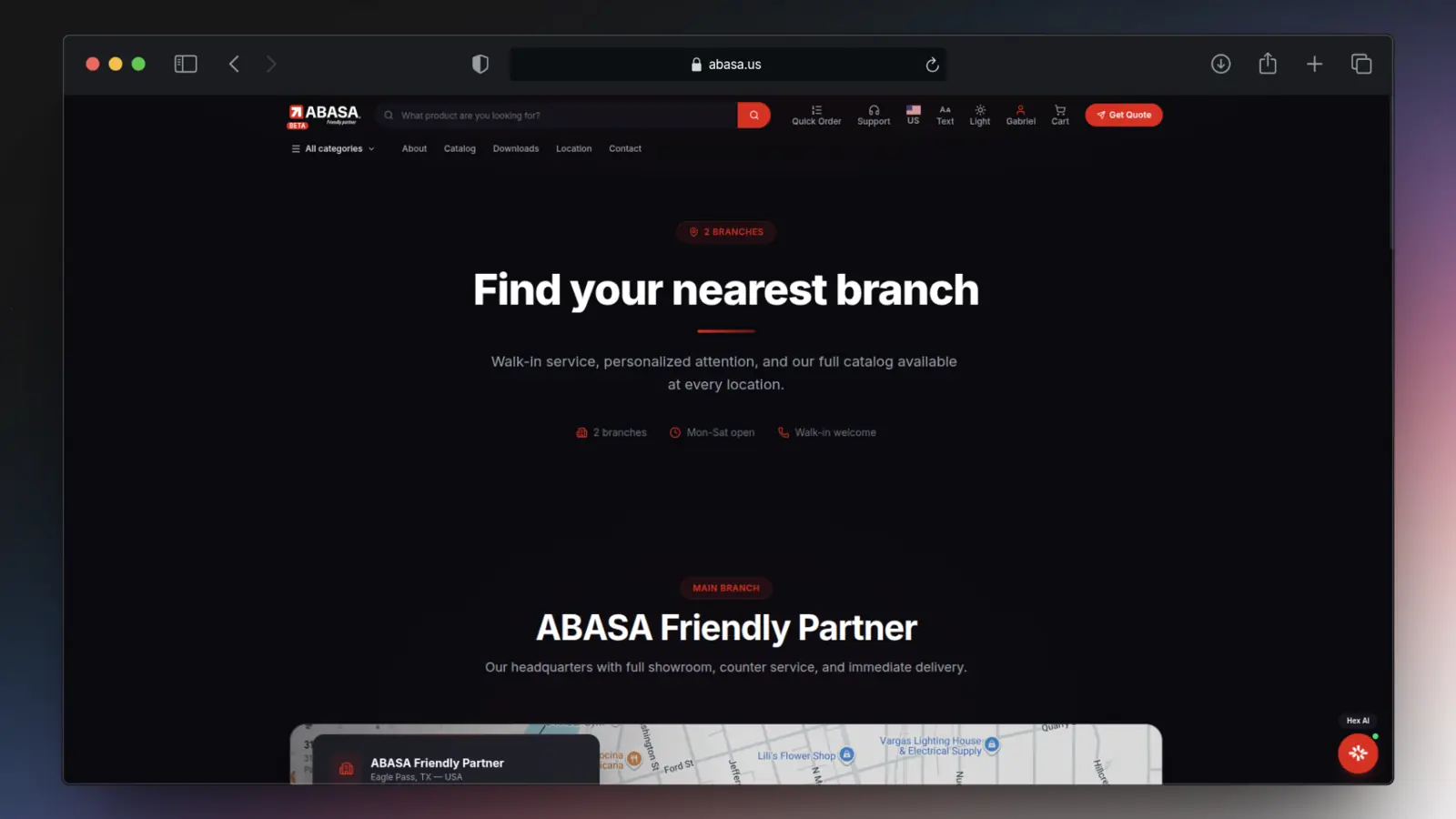 Vista del proyecto ABASA — Sitio — captura 2