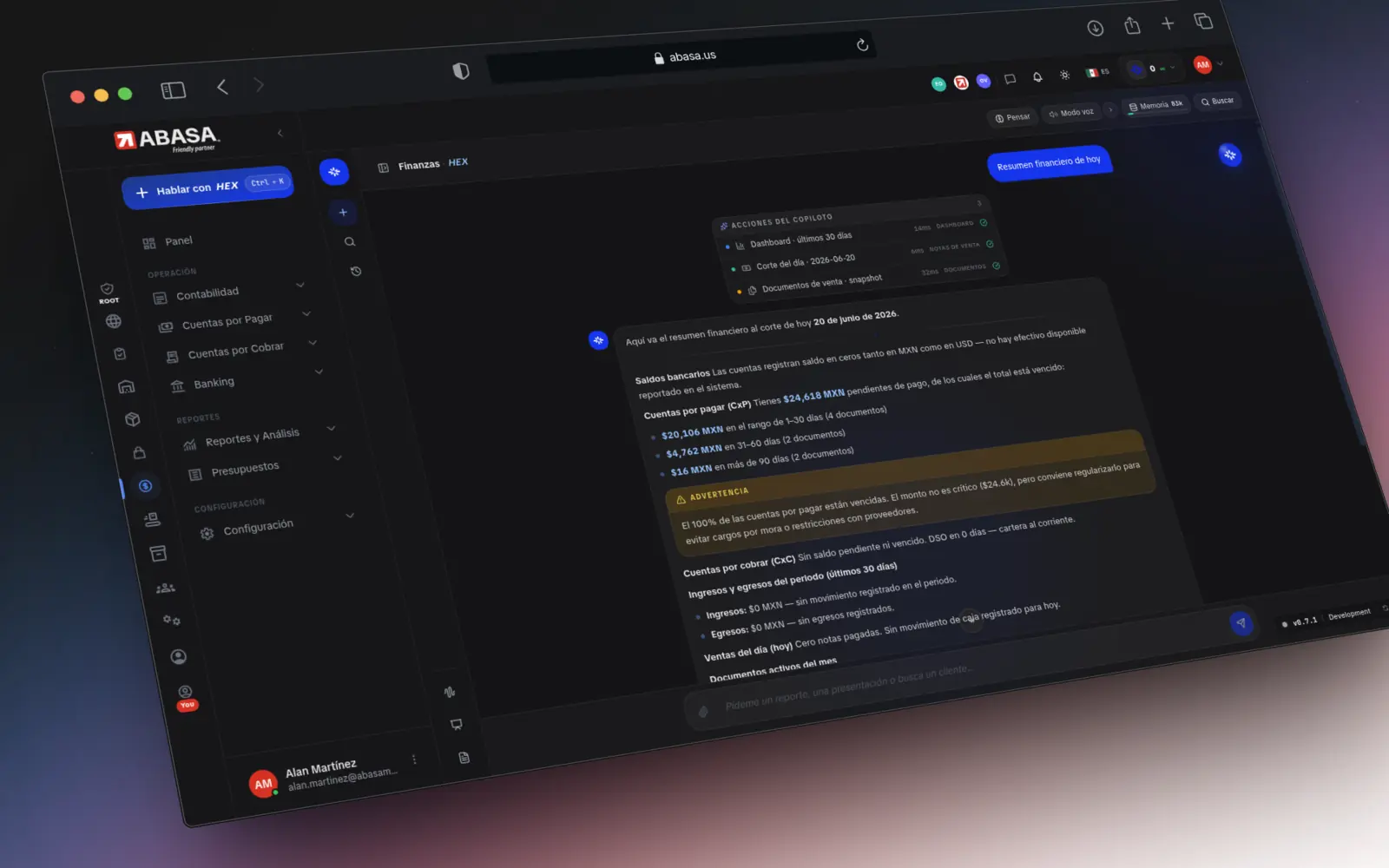 Vista del proyecto ABASA Dashboard — captura 1