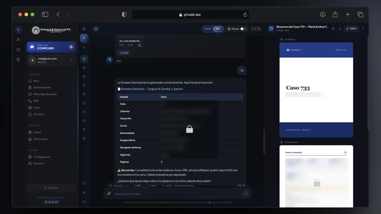 Vista del proyecto Gonzalez Law — captura 2