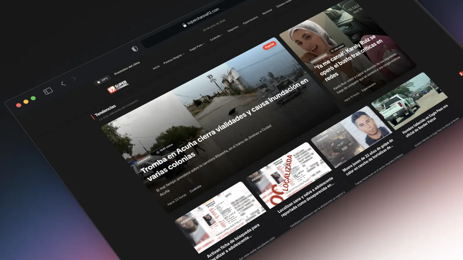 Vista del proyecto Super Channel 12 — captura 2
